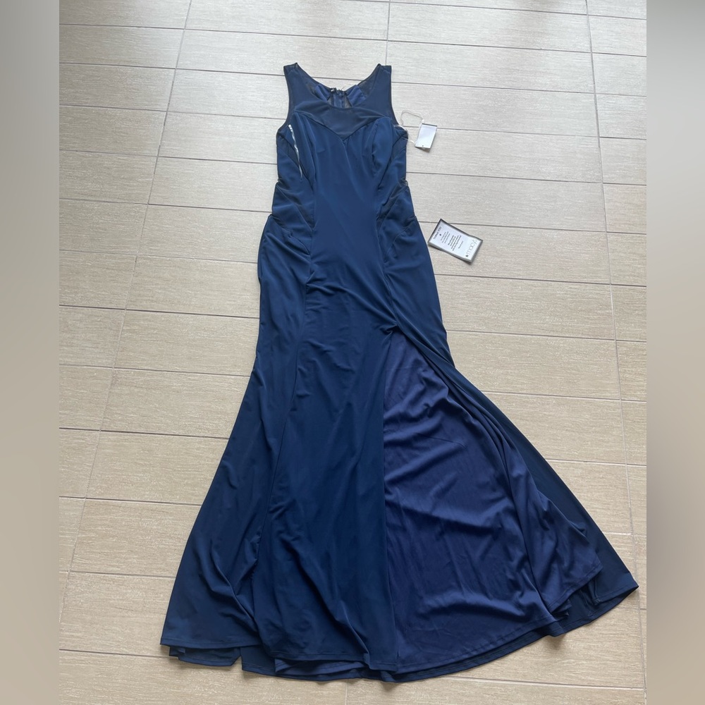 Macys Navy Blue Maxi Dress with Sheer cut outs